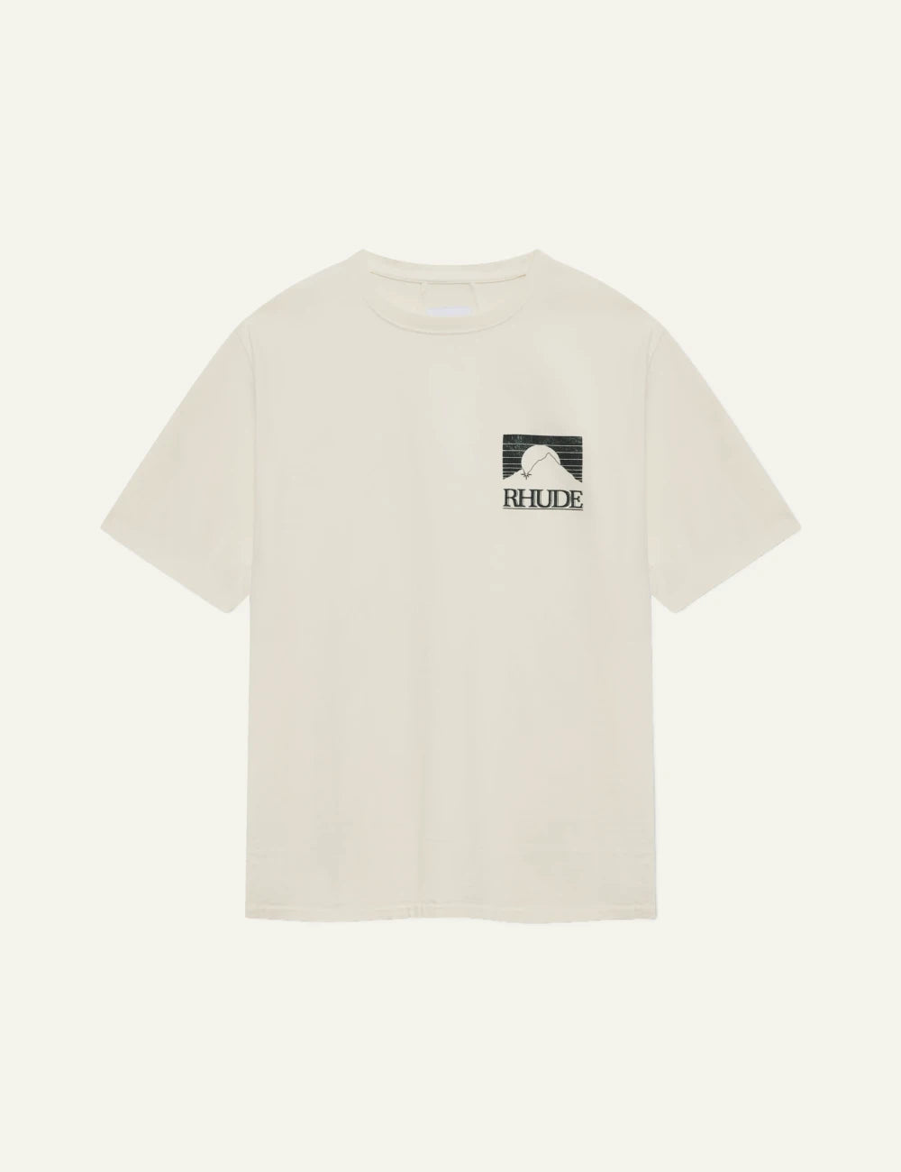 Rhude&RHPS26TT07012 Moonlight Pack tee vintage white black logo graphic front view