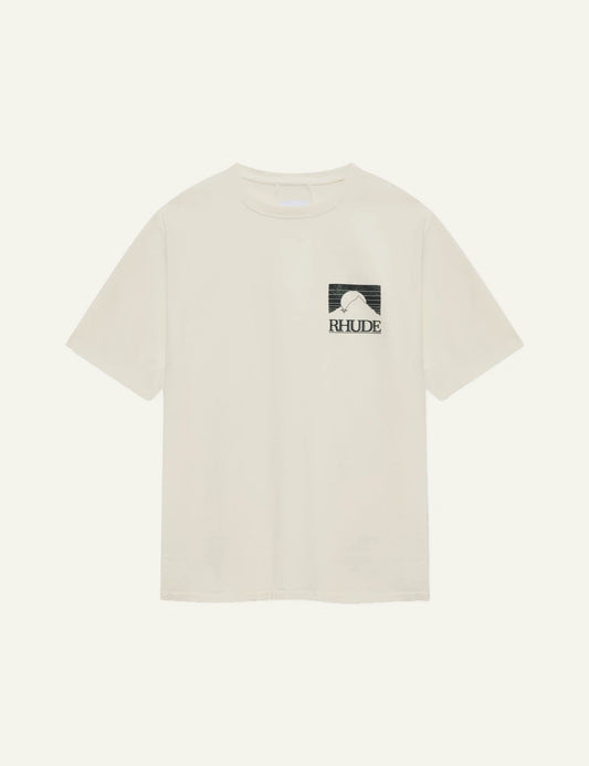 Rhude&RHPS26TT07012 Moonlight Pack tee vintage white black logo graphic front view