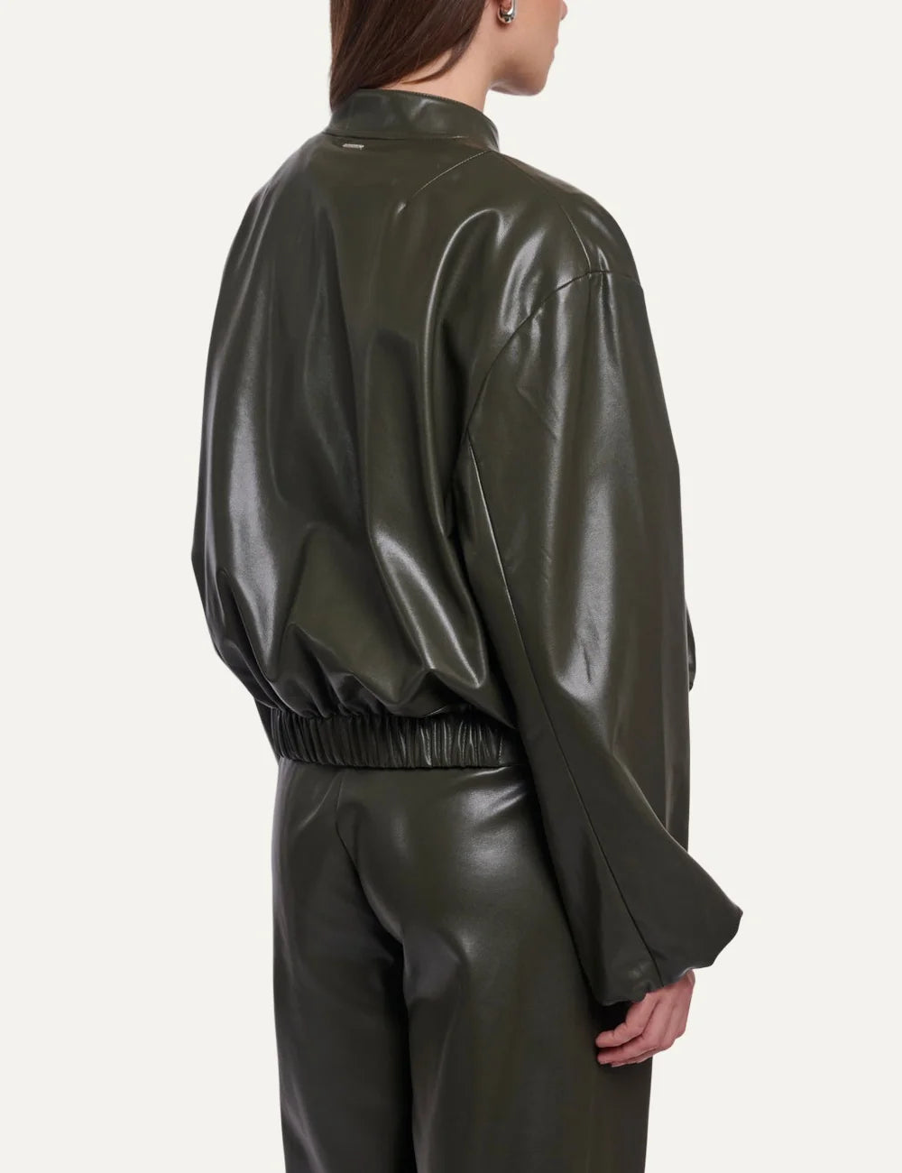 Rino &amp; Pelle women's hunter green faux leather blouson jacket back