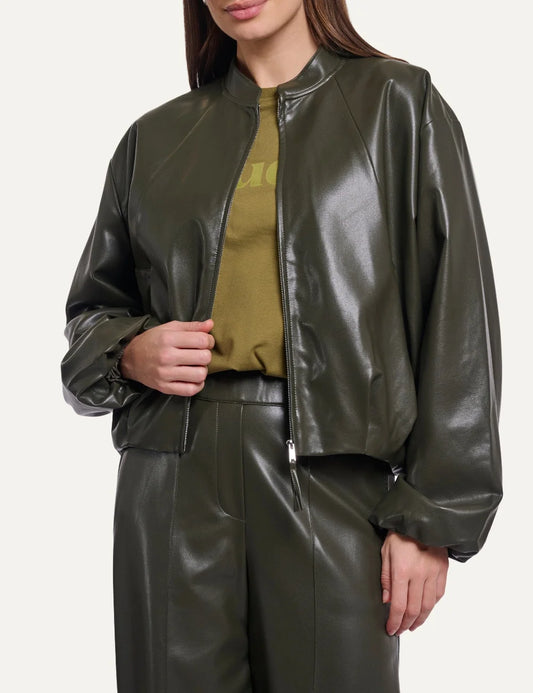 Rino &amp; Pelle women's hunter green faux leather blouson jacket