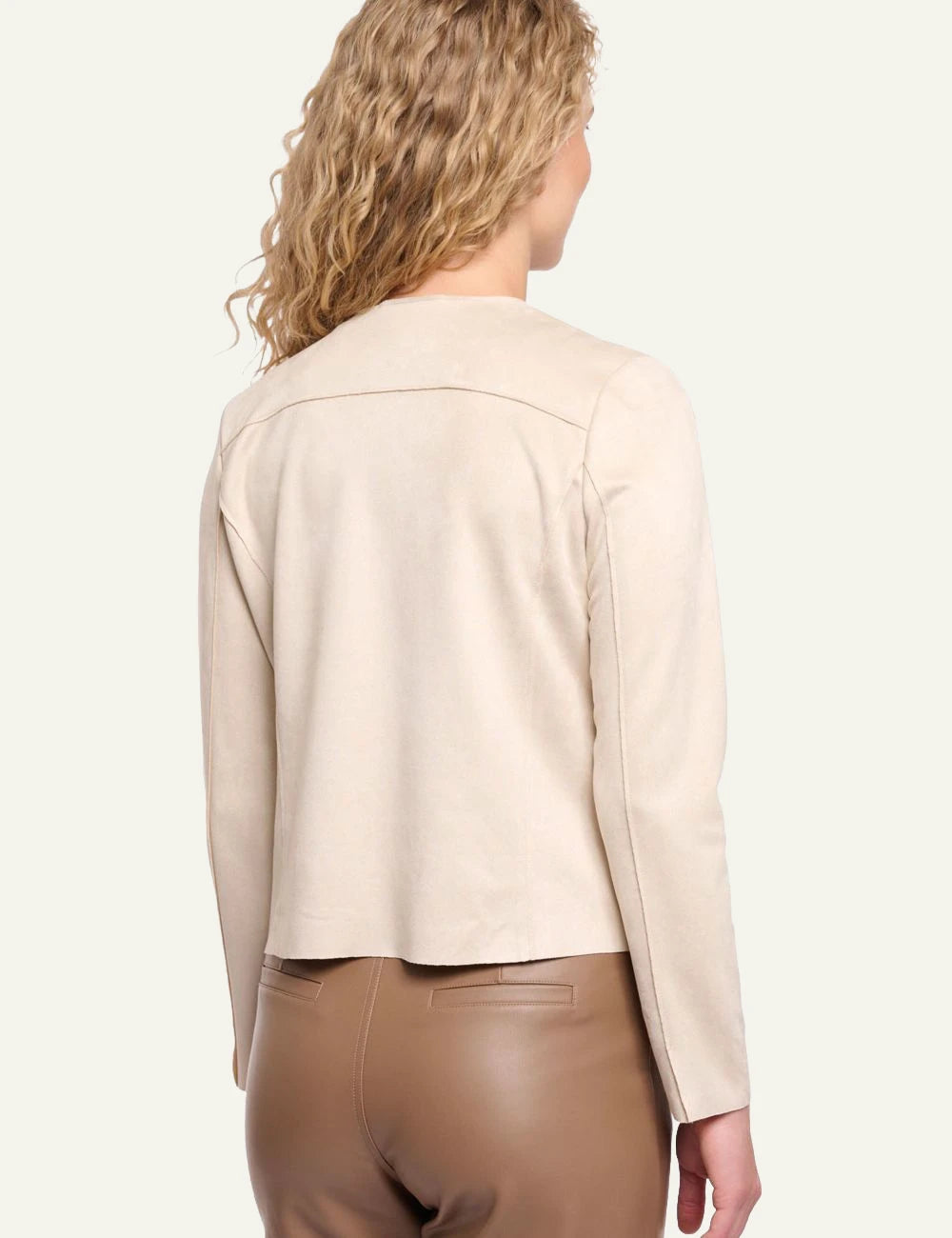 Rino Pelle Brisia slim fit faux suede jacket birch back view