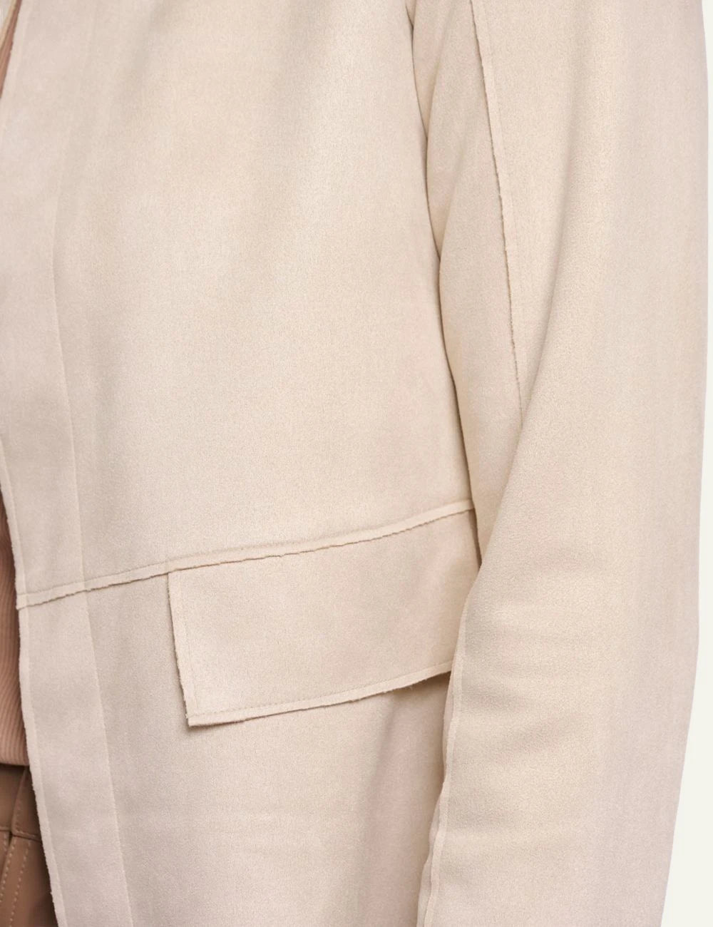 Rino Pelle Brisia slim fit faux suede jacket birch detail view