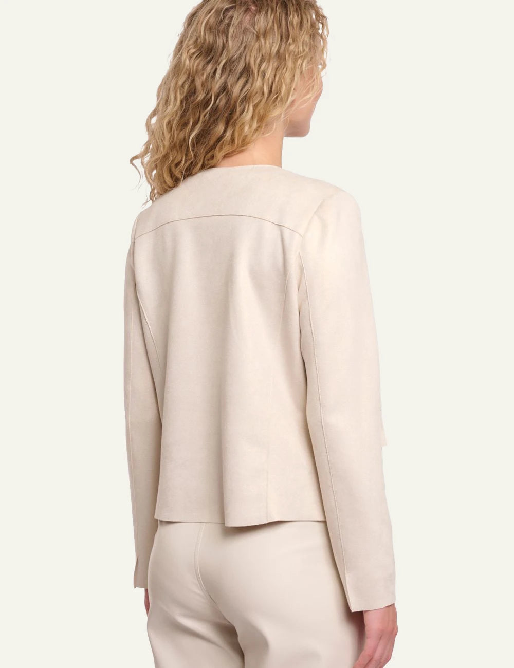 Rino Pelle Brisia slim fit faux suede jacket birch gold back view