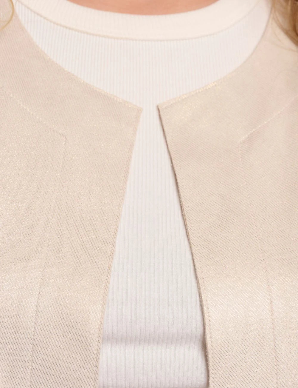 Rino Pelle Brisia slim fit faux suede jacket birch gold detail view