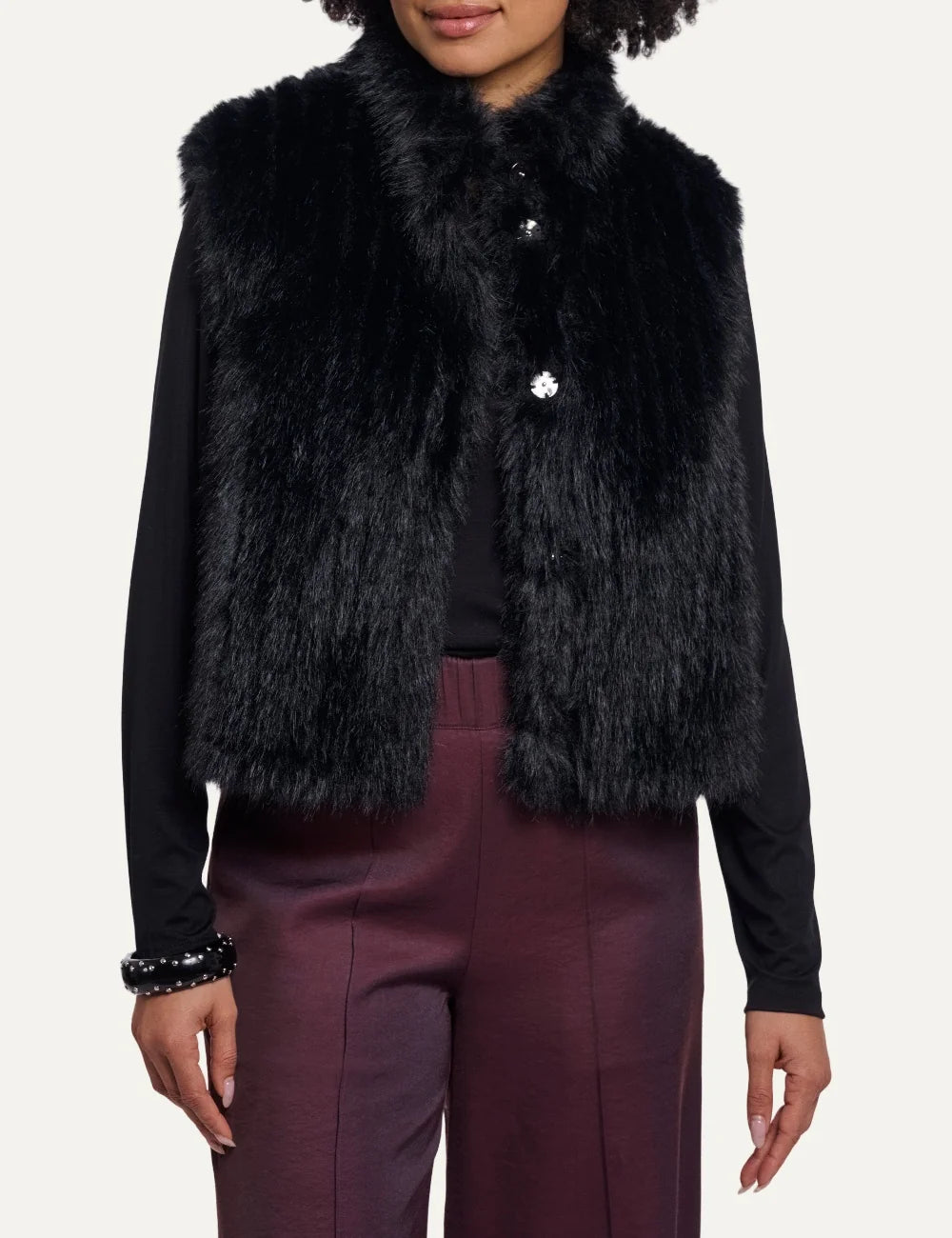 Rino &amp; Pelle women's black faux fur sleeveless waistcoat