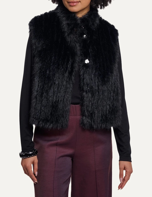 Rino &amp; Pelle women's black faux fur sleeveless waistcoat