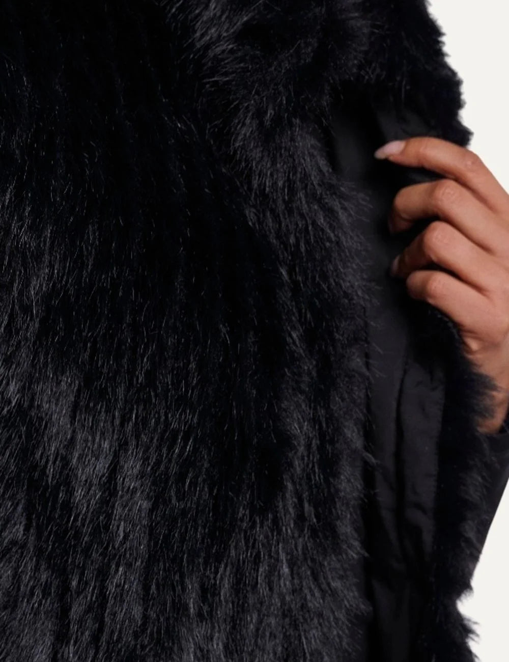 Rino &amp; Pelle women's black faux fur sleeveless waistcoat detail