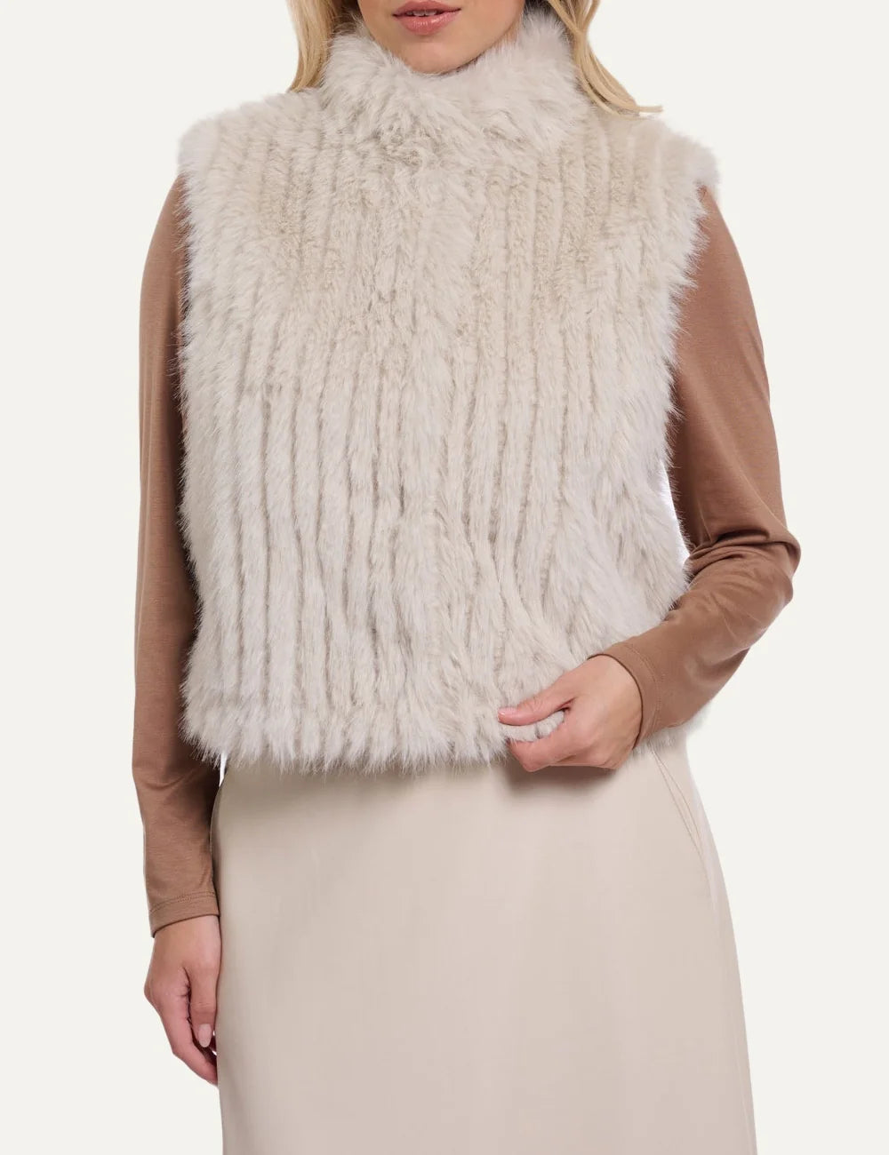 Rino &amp; Pelle women's ivory faux fur sleeveless waistcoat