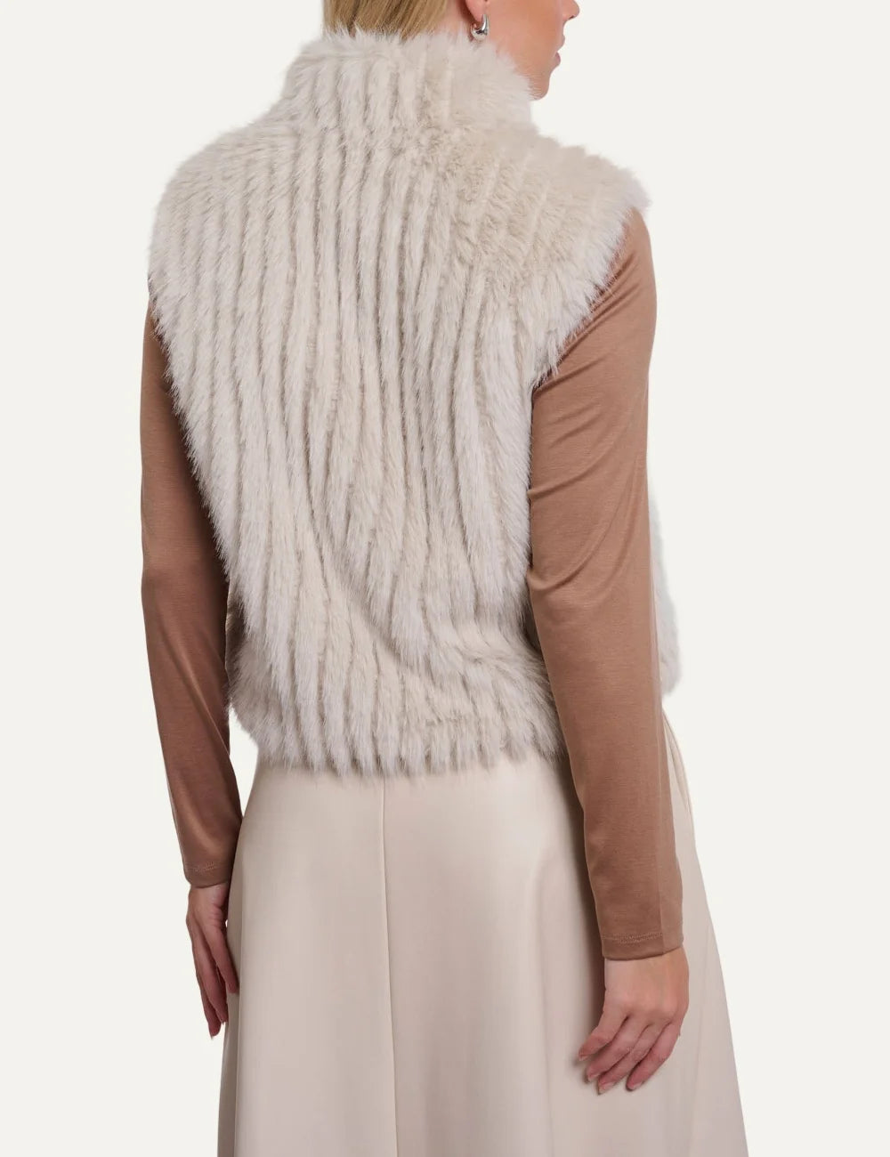 Rino &amp; Pelle women's ivory faux fur sleeveless waistcoat back