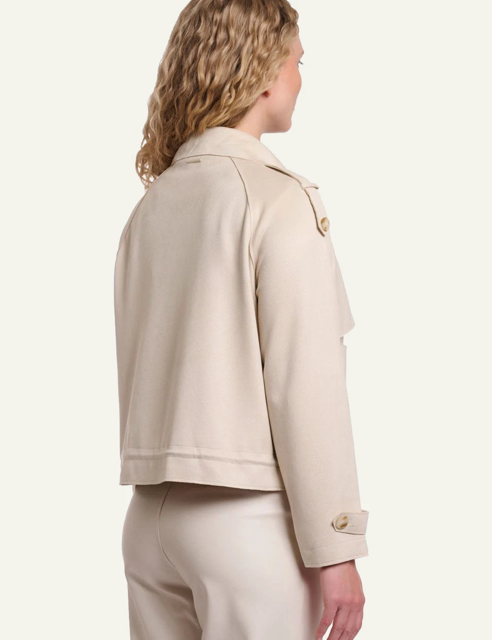 Rino Pelle Doona short trenchcoat birch faux suede back view