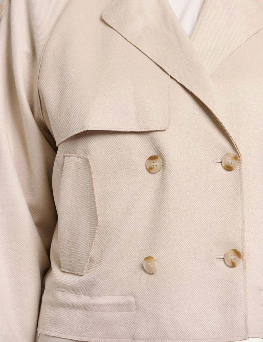 Rino Pelle Doona short trenchcoat birch faux suede detail view