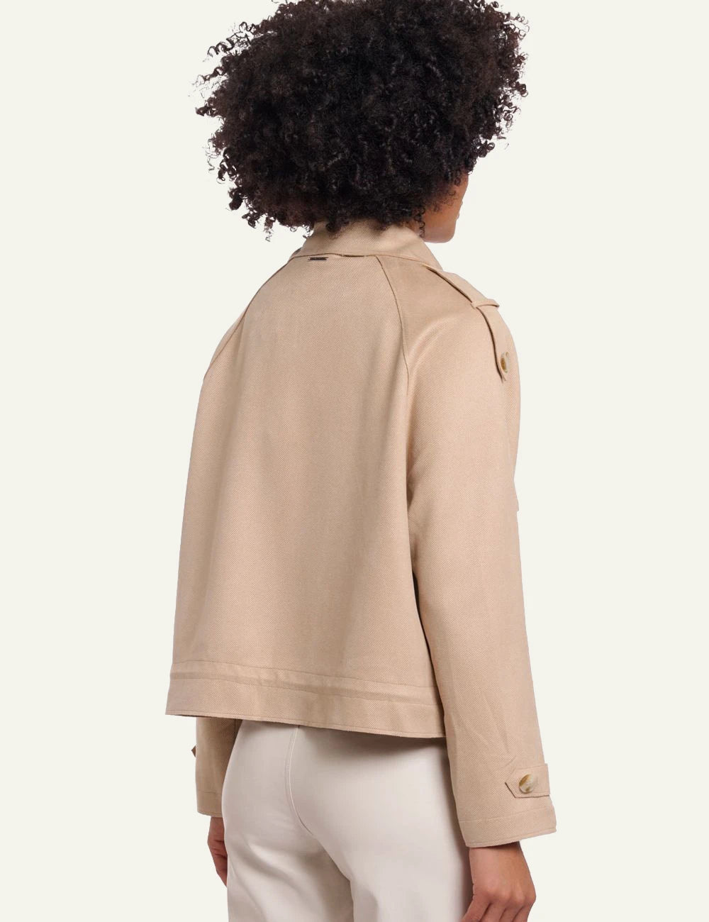 Rino Pelle Doona short trenchcoat oat faux suede back view