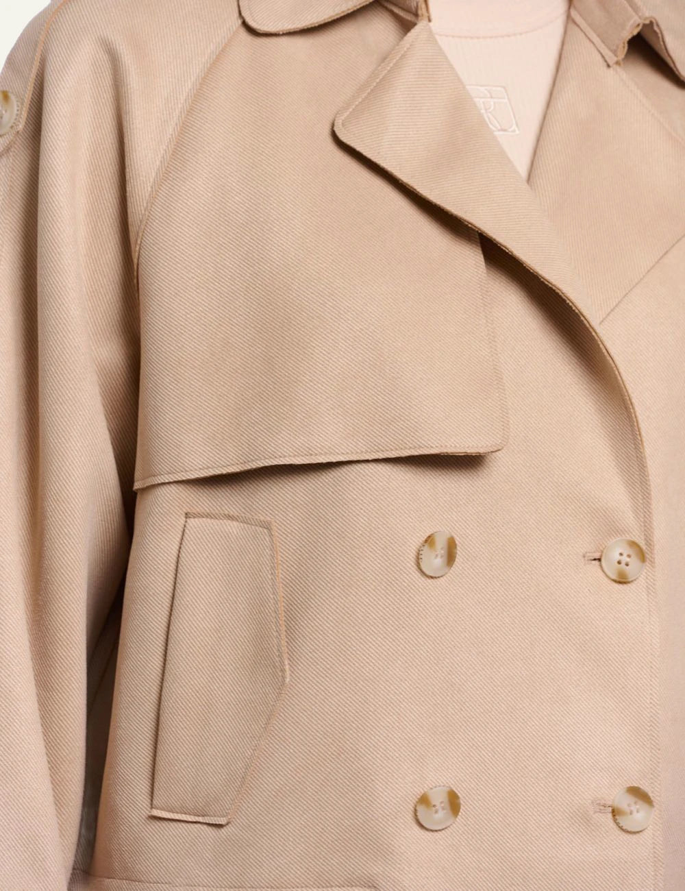 Rino Pelle Doona short trenchcoat oat faux suede detail view