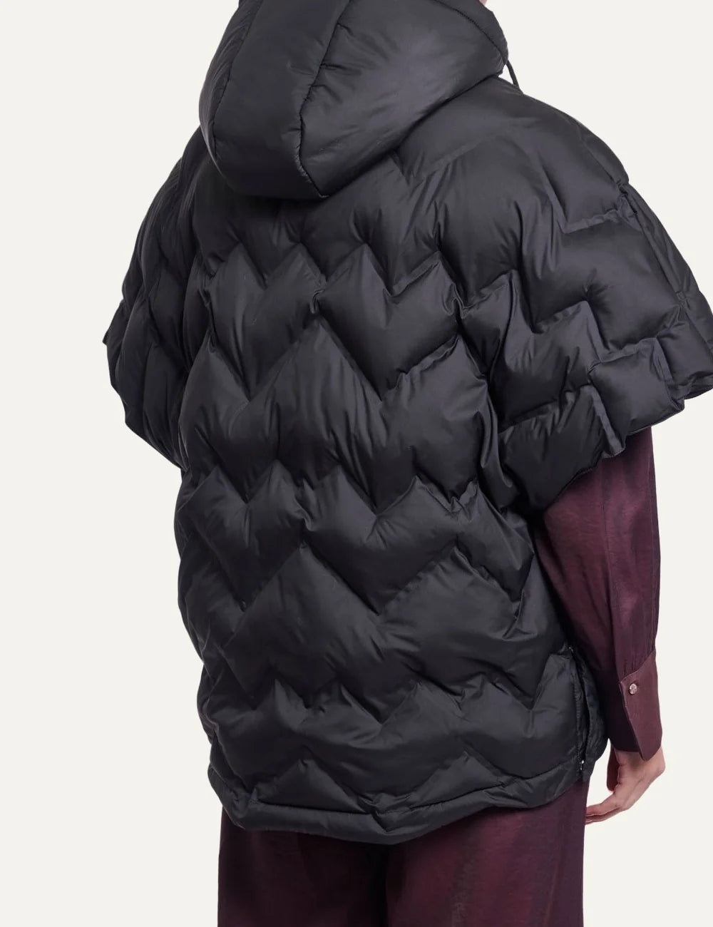 Rino &amp; Pelle women's black quilted oversized hooded puffer cape back