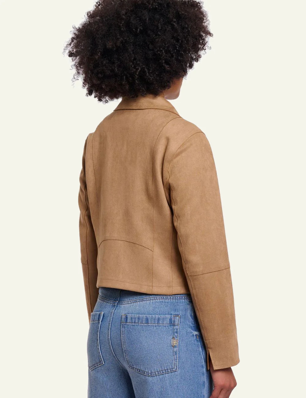 Rino Pelle Ine jacket burlywood faux suede biker zip back view