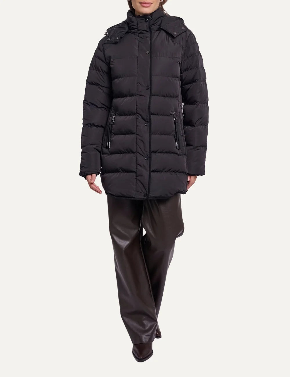 Rino &amp; Pelle women's black padded hooded puffer coat full body