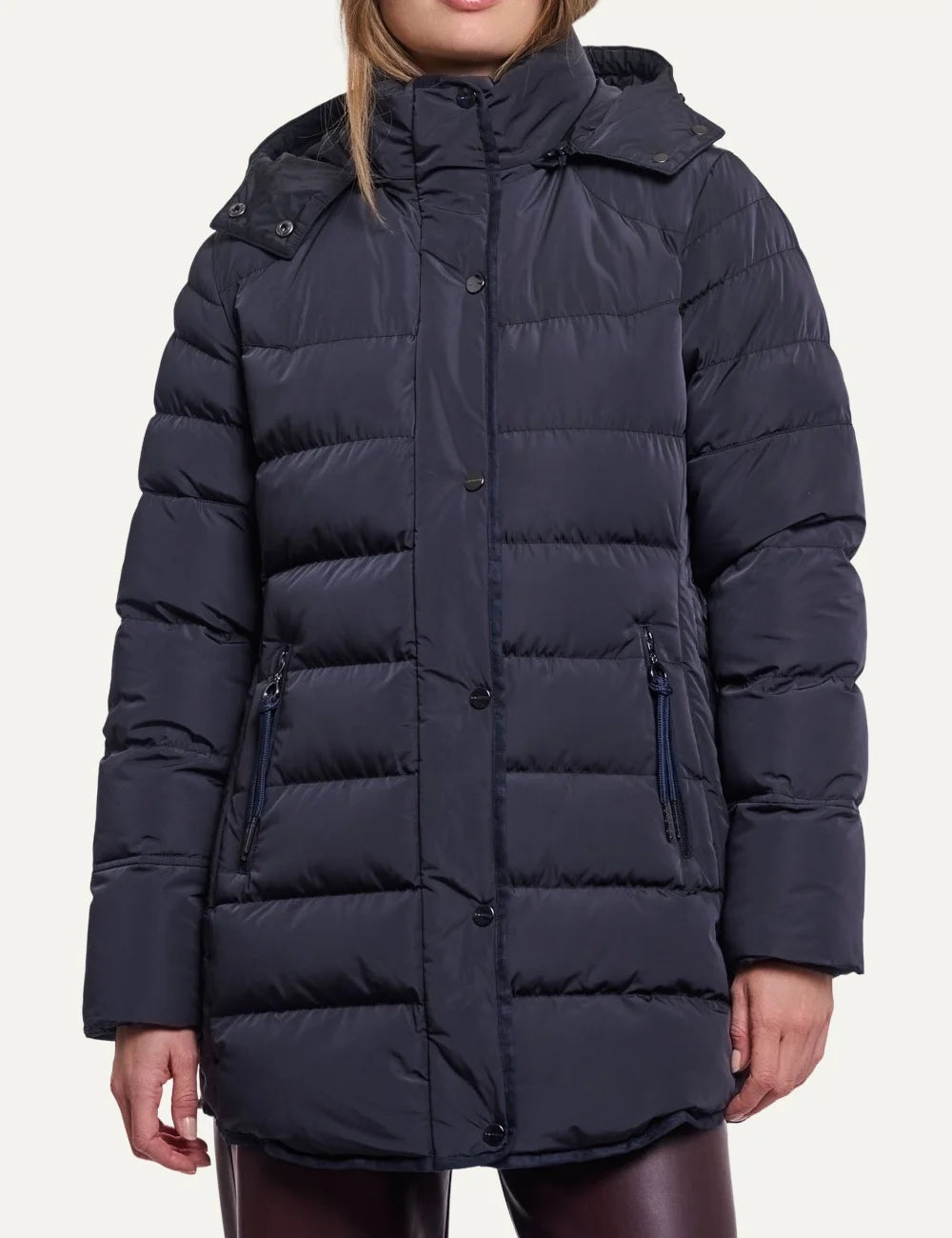 Rino &amp; Pelle women's dark navy padded hooded puffer coat