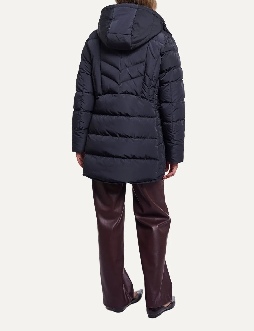 Rino &amp; Pelle women's dark navy padded hooded puffer coat back