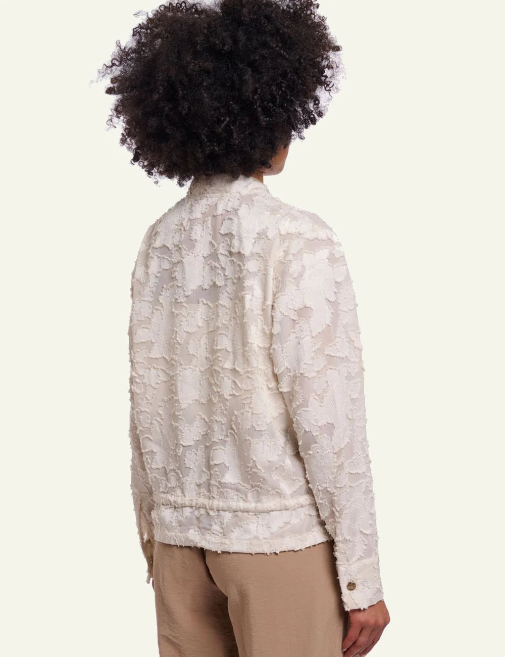 Rino pelle women&nbsp;priori jacket lightweight floral birch sheer back view