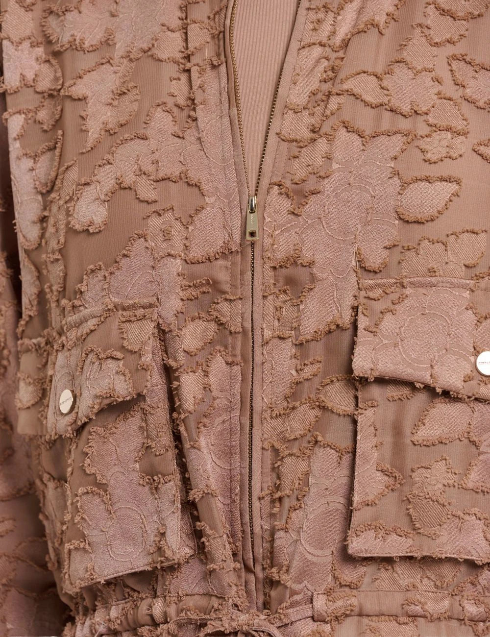 Rino pelle women priori jacket lightweight floral rosy brown sheer detail zip view