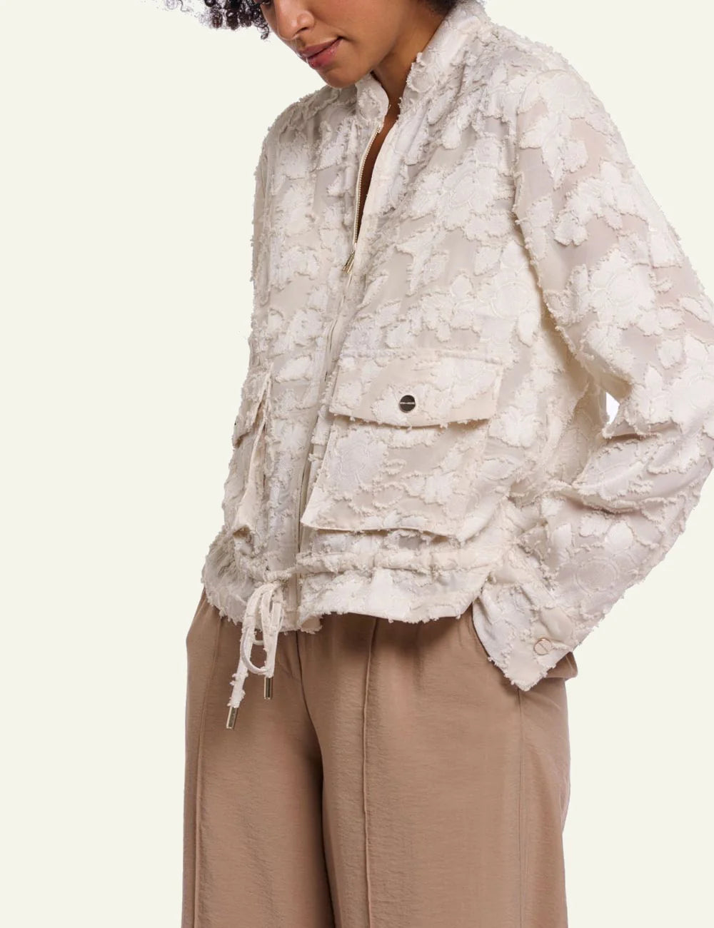 Rino pelle women&nbsp;priori jacket lightweight floral birch sheer side view