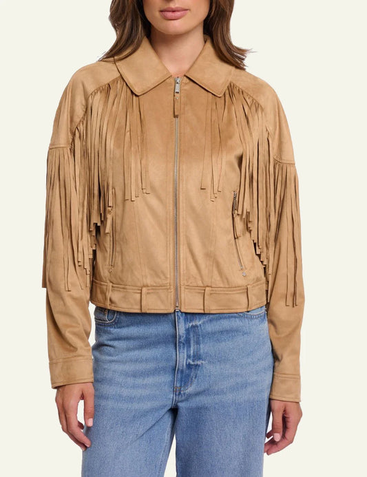 Rino Pelle Babice long faux suede coat oat front view