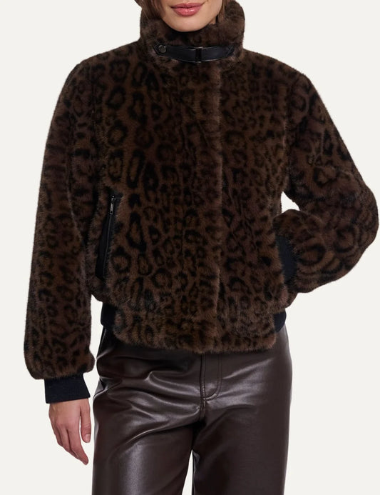 Rino &amp; Pelle women Ambra brown leopard print faux fur jacket