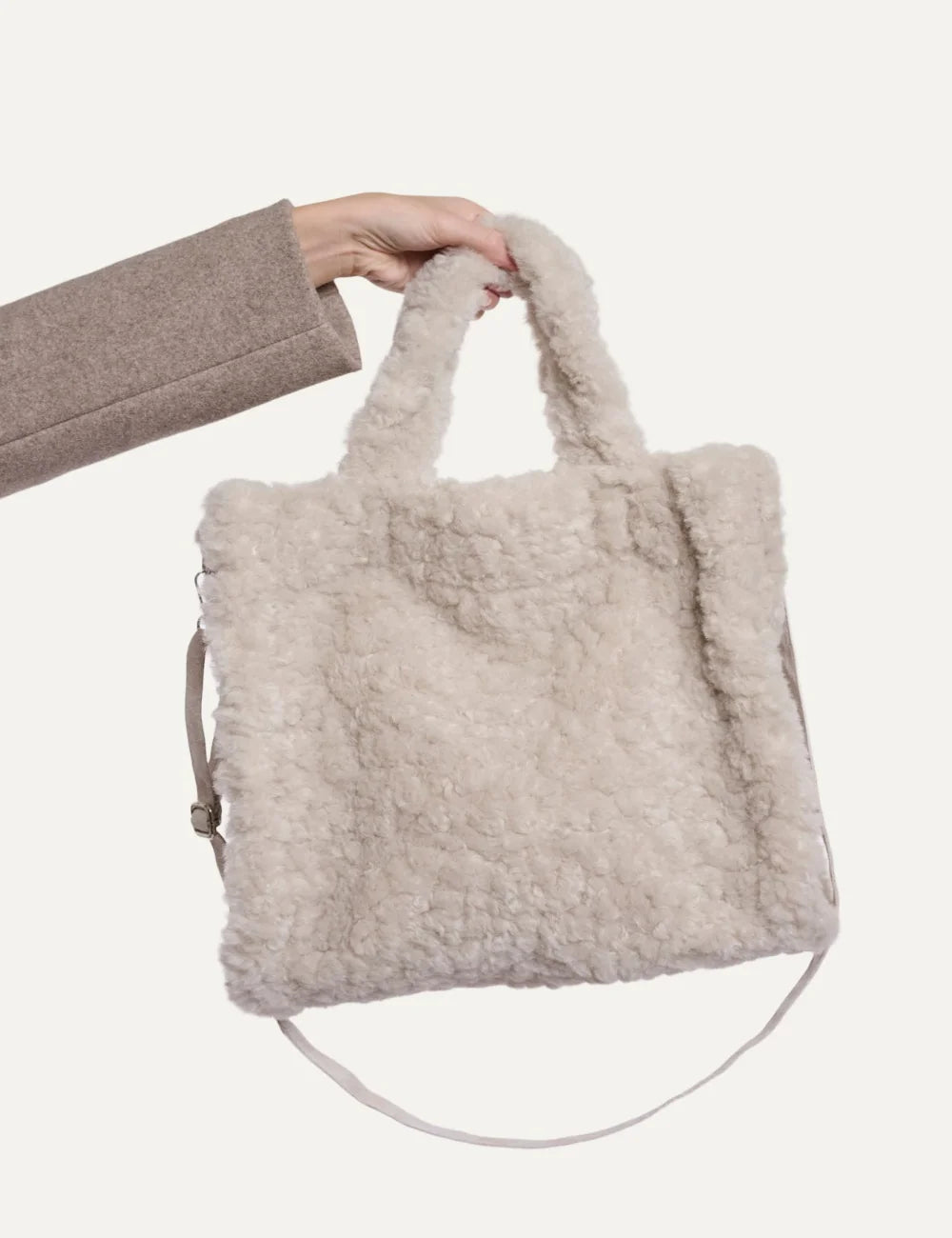 Rino &amp; Pelle women Brax Birch faux fur shopper bag with detachable shoulder strap