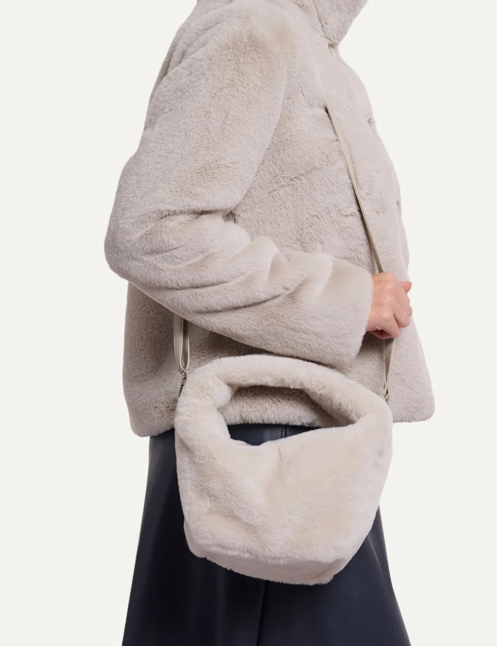 Rino &amp; Pelle women Cheryl Birch faux fur shoulder bag with removable strap model