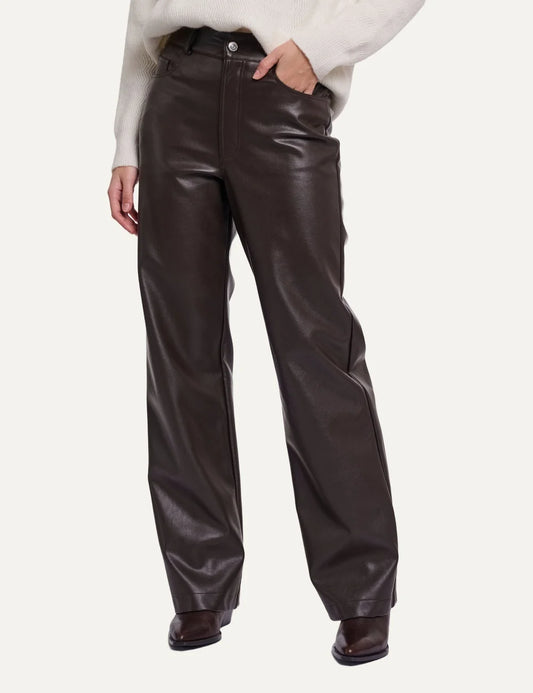 Rino &amp; Pelle women dark brown faux leather straight leg trousers