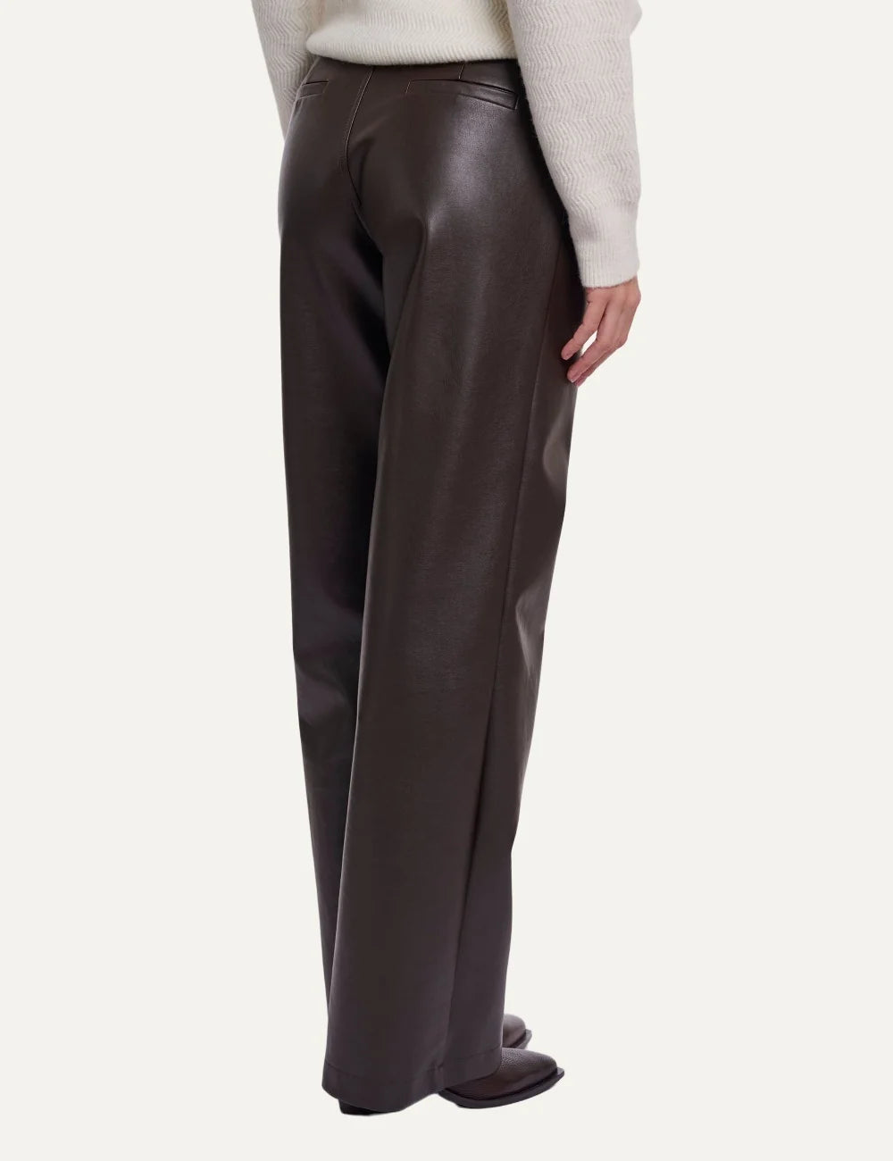 Rino &amp; Pelle women dark brown faux leather straight leg trousers back