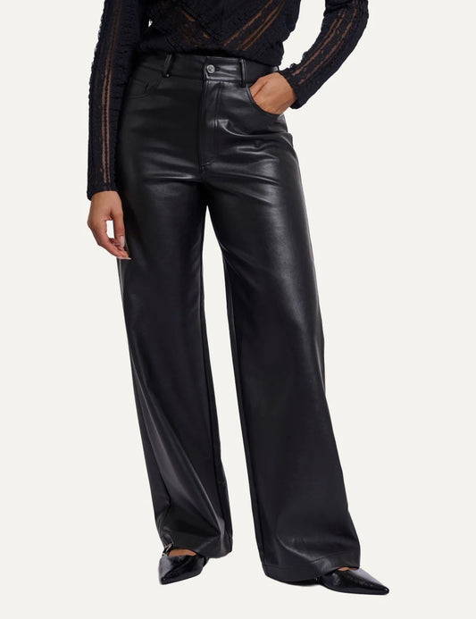 Rino &amp; Pelle women black faux leather straight leg trousers
