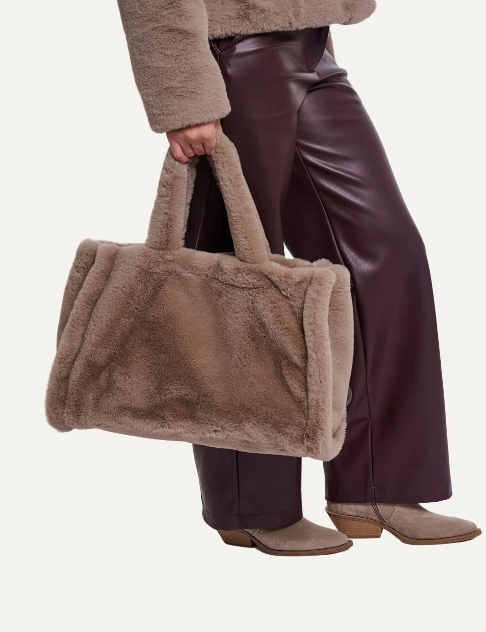 Rino &amp; Pelle women Daan Mocha Latte faux fur shopper bag