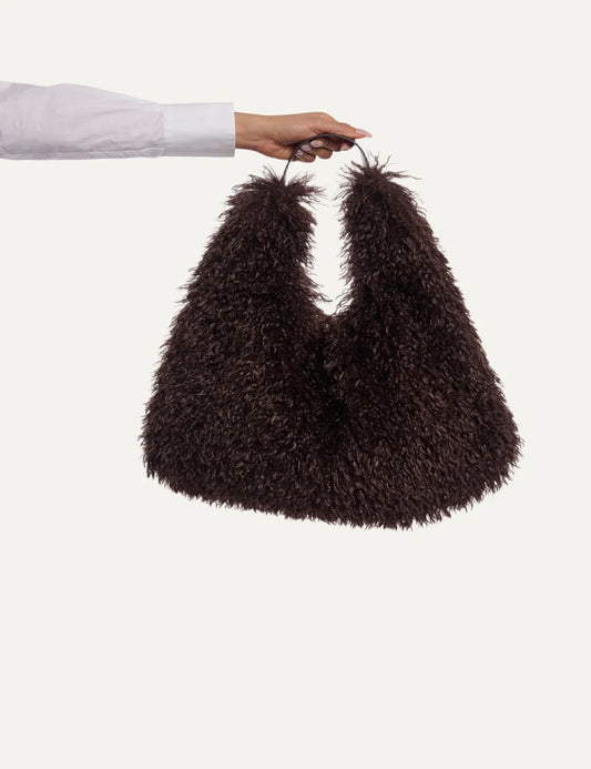 Rino &amp; Pelle women Gusta Coffee Roast faux fur shoulder bag