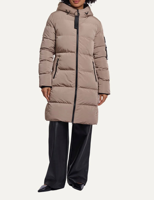 Rino &amp; Pelle women Jade Toffee padded coat with hood and black zipper details