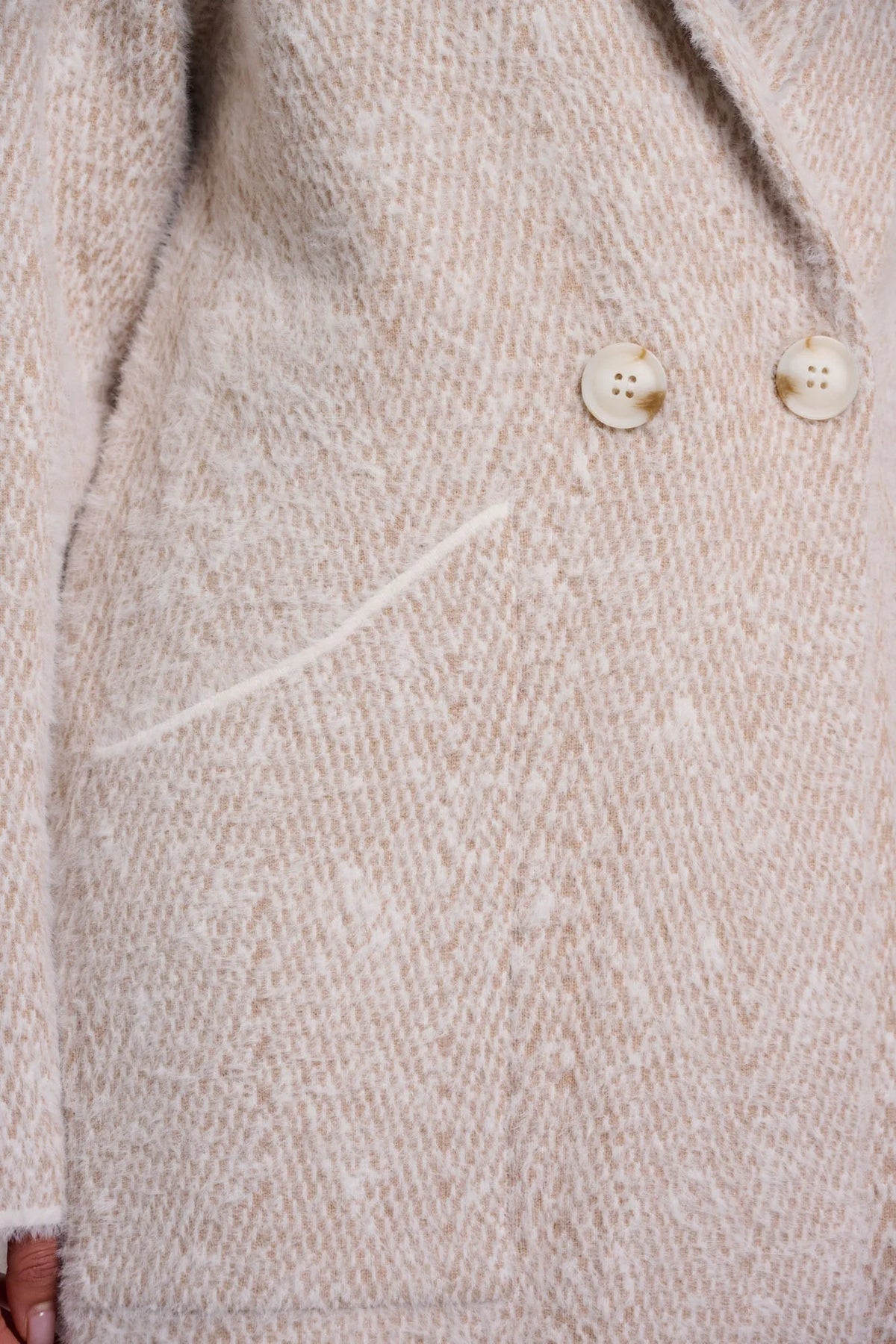 Rino &amp; Pelle women Madina beige herringbone knit cardigan with lapel collar detail
