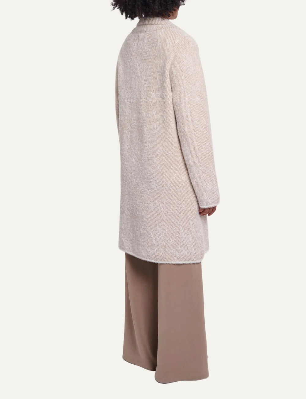 Rino &amp; Pelle women Madina beige herringbone knit cardigan with lapel collar back