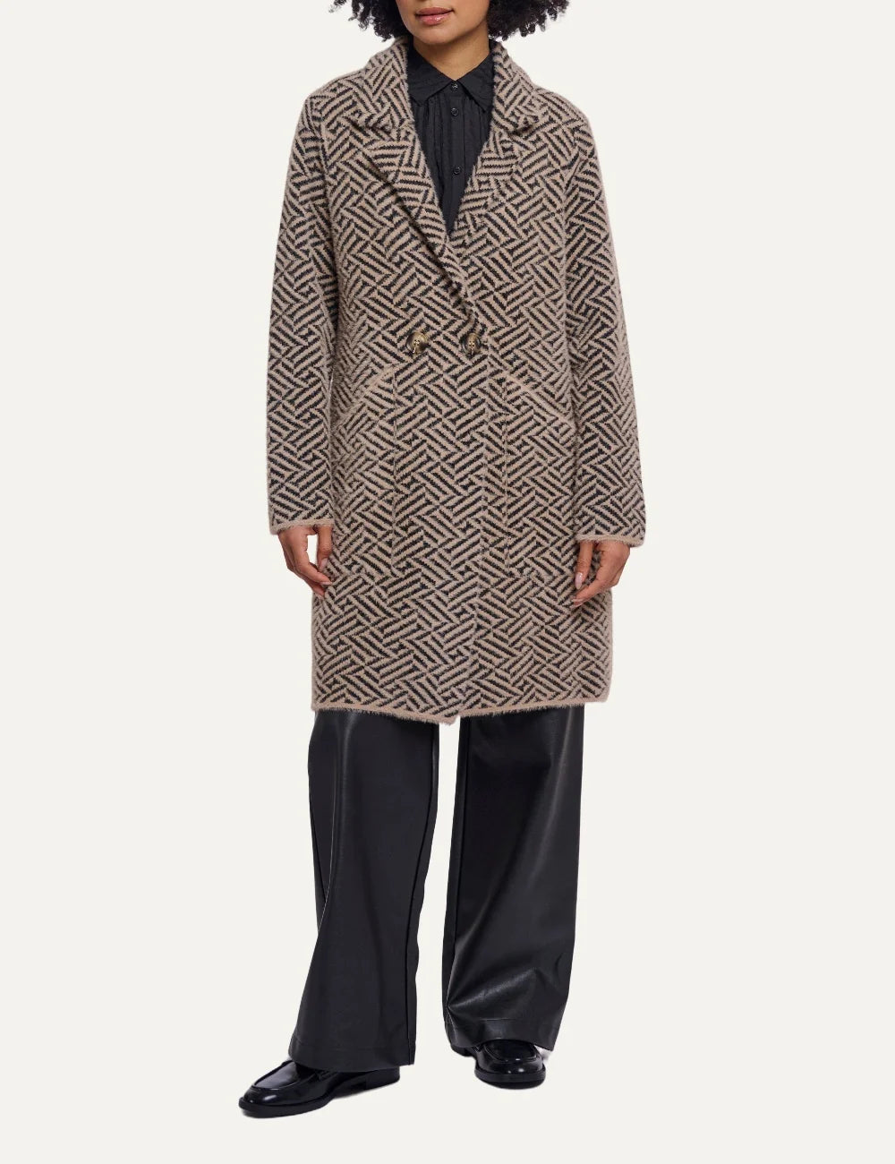 Rino &amp; Pelle women Madina sand graphic knit cardigan with geometric pattern