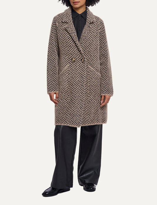 Rino &amp; Pelle women Madina sand graphic knit cardigan with geometric pattern