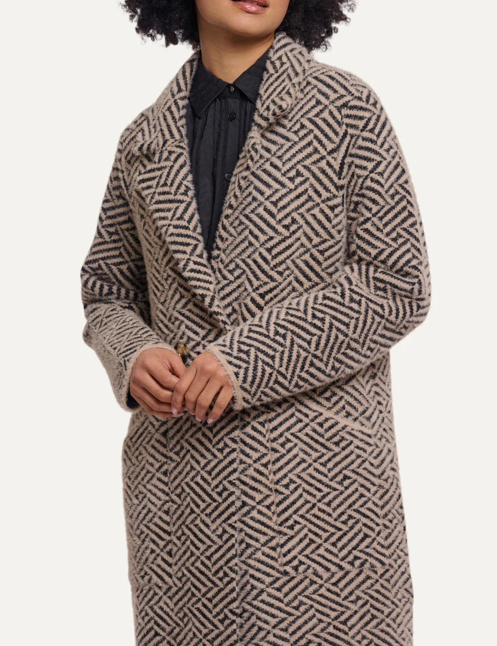 Rino &amp; Pelle women Madina sand graphic knit cardigan with geometric pattern model