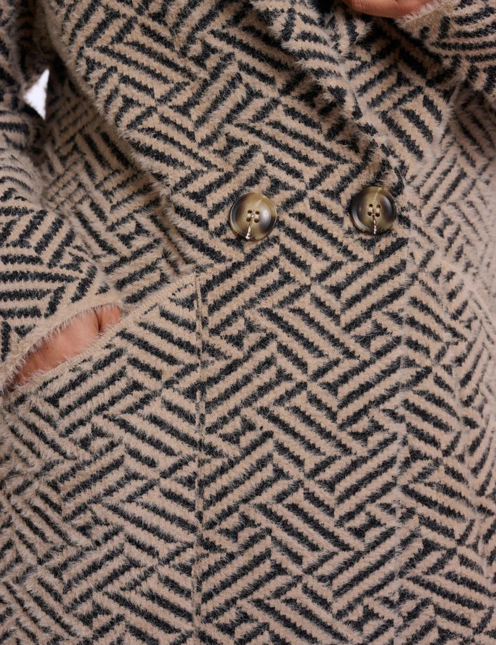 Rino &amp; Pelle women Madina sand graphic knit cardigan with geometric pattern detail