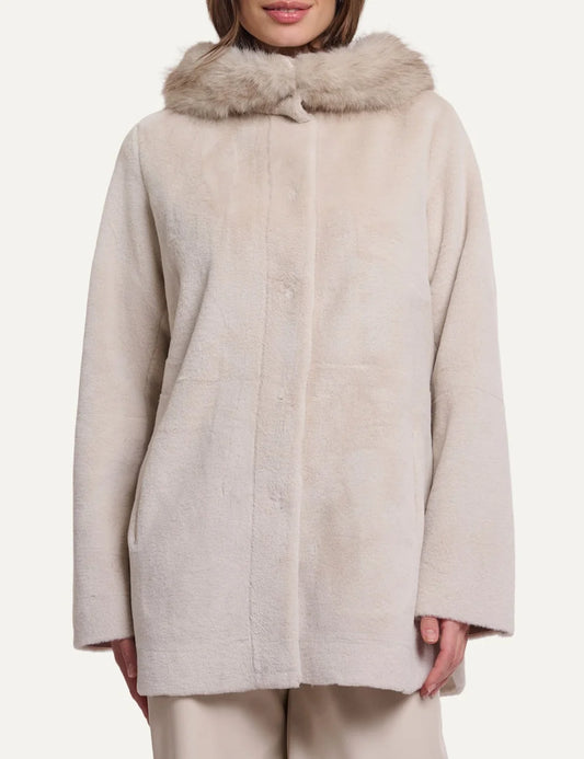 Rino &amp; Pelle women Mans Birch faux fur coat with detachable hood