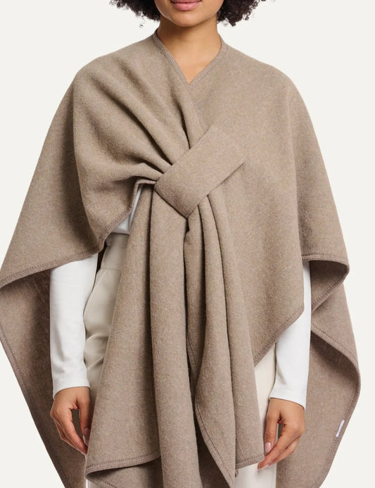 Rino &amp; Pelle women Marwa Toffee soft cape with front belt detail