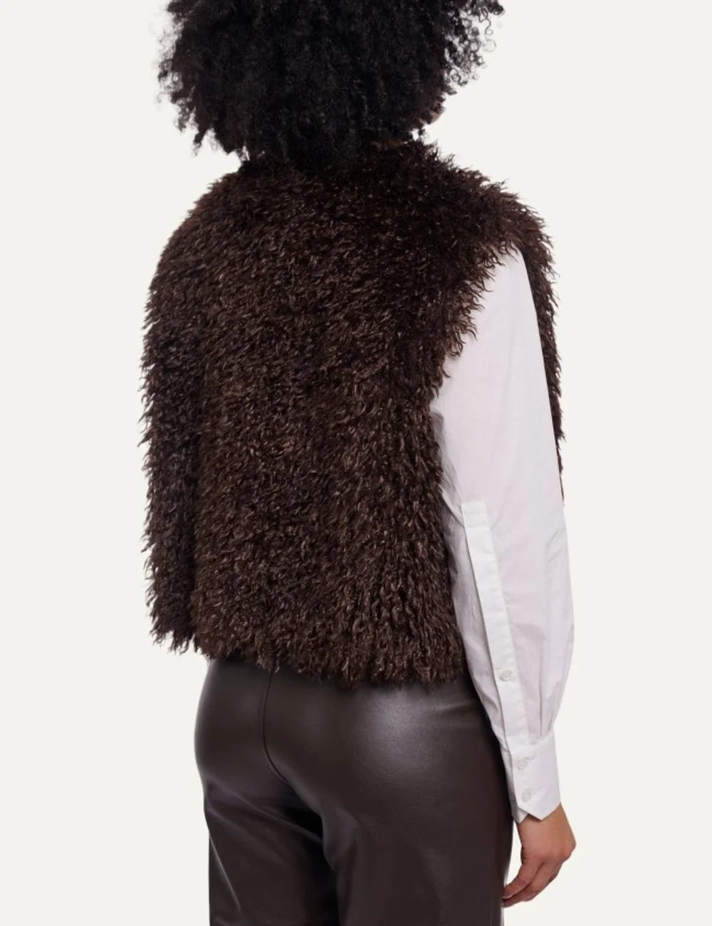 Rino &amp; Pelle women Coffee Roast faux fur waistcoat with soft textured finish back