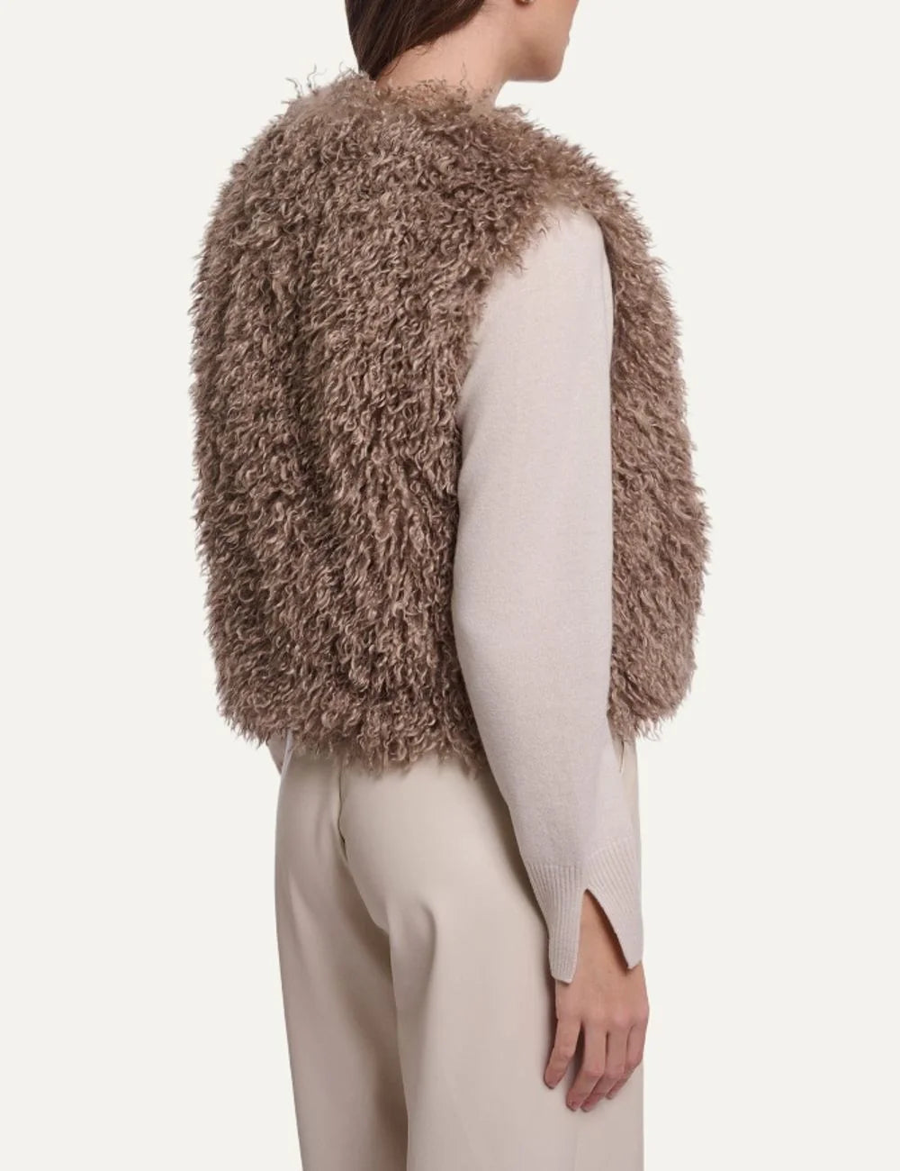 Rino &amp; Pelle women Mocha Latte faux fur waistcoat with soft textured finish back