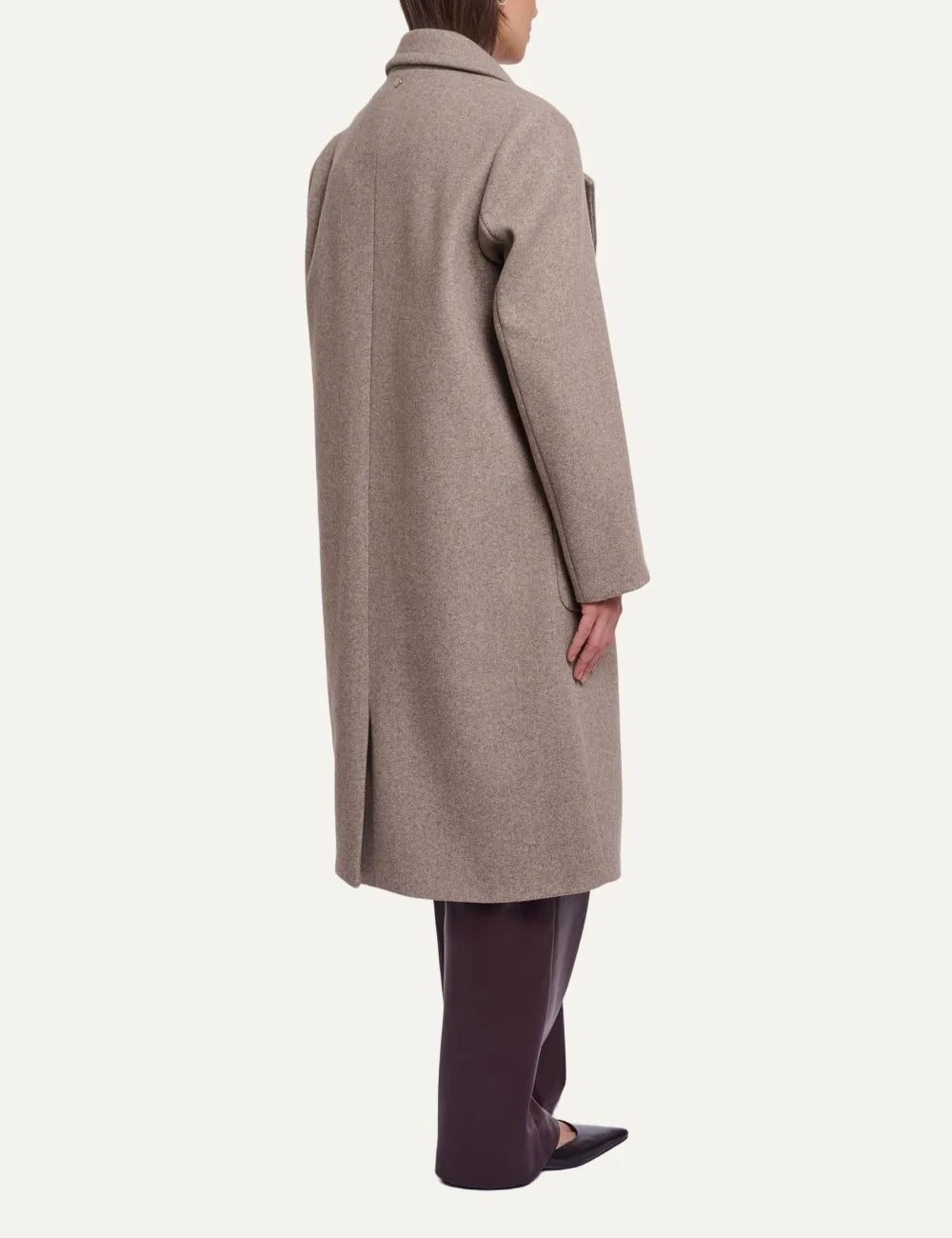 Rino &amp; Pelle women's beige melange long tailored coat back