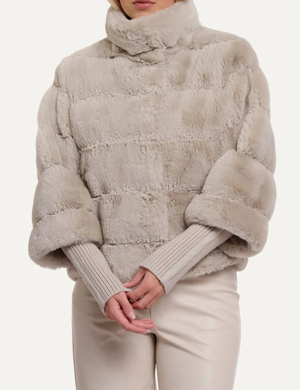 Rino & Pelle women's birch faux fur jacket with detachable sleeves front view