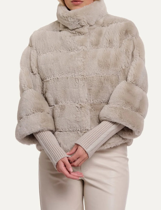Rino & Pelle women's birch faux fur jacket with detachable sleeves front view