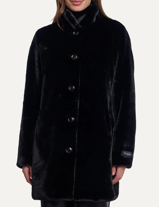 Rino & Pelle women's black faux fur mid-length coat