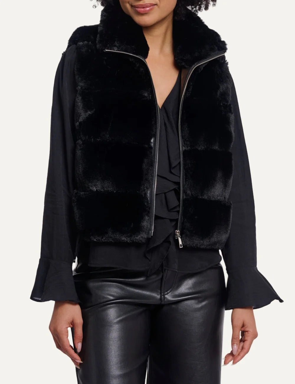 Rino &amp; Pelle women's black faux fur sleeveless waistcoat